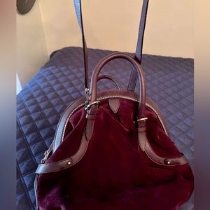 Salvatore Ferragamo Burgundy Suede/Leather Top Handle & Shoulder strap Handbag